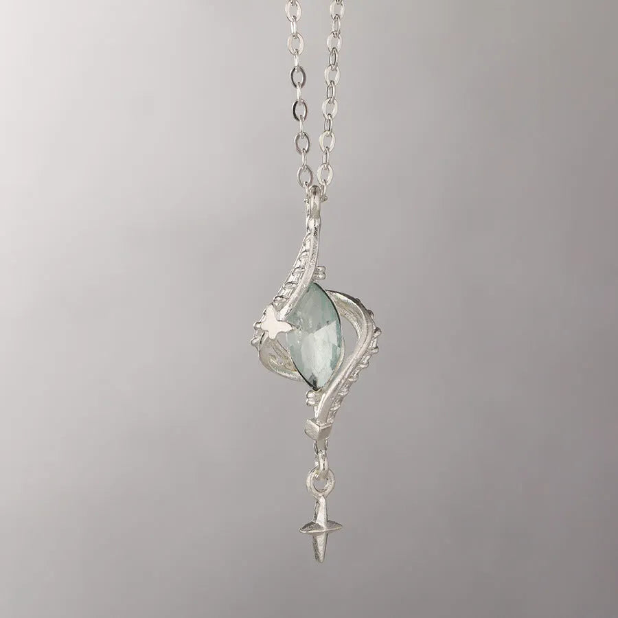 Alloy necklace with hollow out pendant and adjustable cross chain in mori style or heart of thorns design