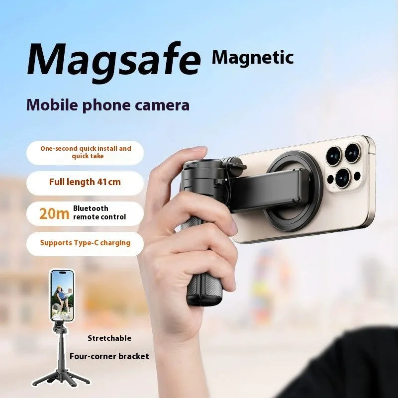 Black 44 cm MagSafe telescopic phone bracket with 15 m Bluetooth remote control and accessories