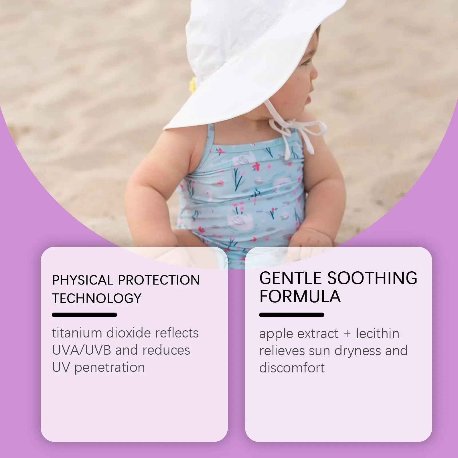 50g summer sunscreen cream tube with titanium dioxide mineral protection