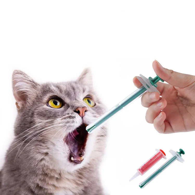 Two silicone pet pill shooters with soft tips for administering tablets to cats and small dogs