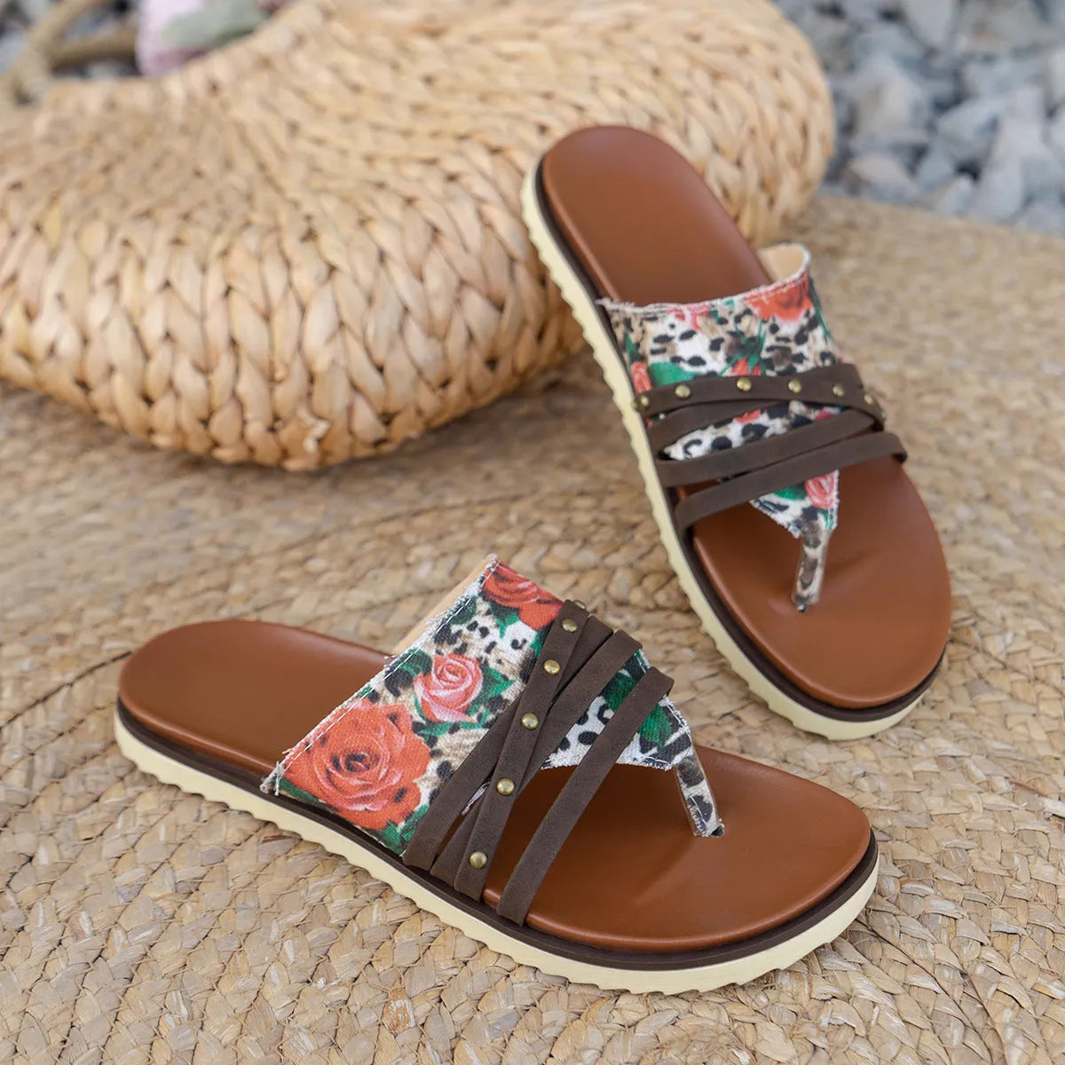 Plus size flip-flops in candy colours with imitation leather lining and rubber sole
