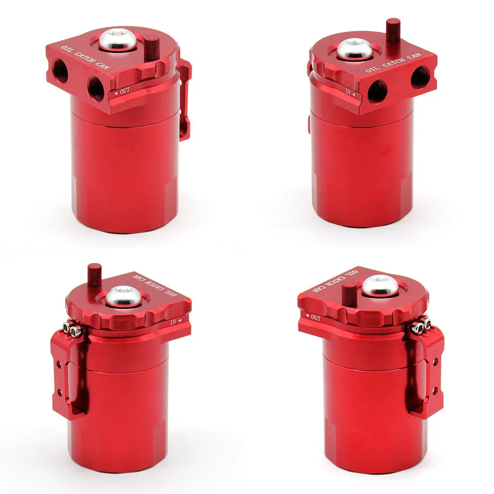 Aluminium car engine oil breather pot in choice of black, blue, red, or silver colours.