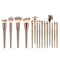 15-piece makeup brush set with eye shadow brush, man-made fibre bristles, plastic handles, 19cm length, brown or black