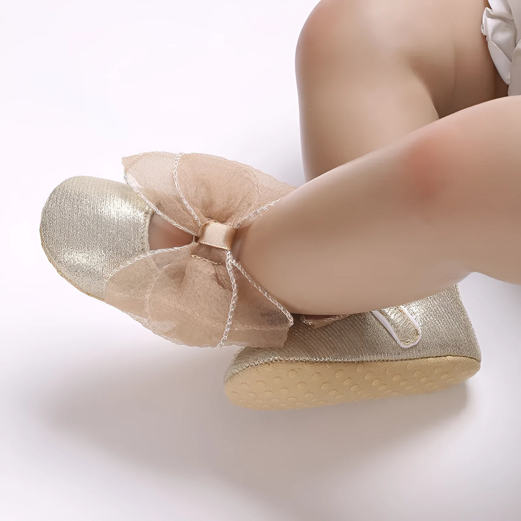 Baby toddler Princess shoes with artificial PU upper and Velcro fastening, 11cm to 13cm, in black gold silver or pink