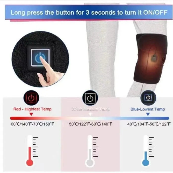 Black electric heating kneecap cover with hot compress and massage function, free size, OK cloth and SBR composite material