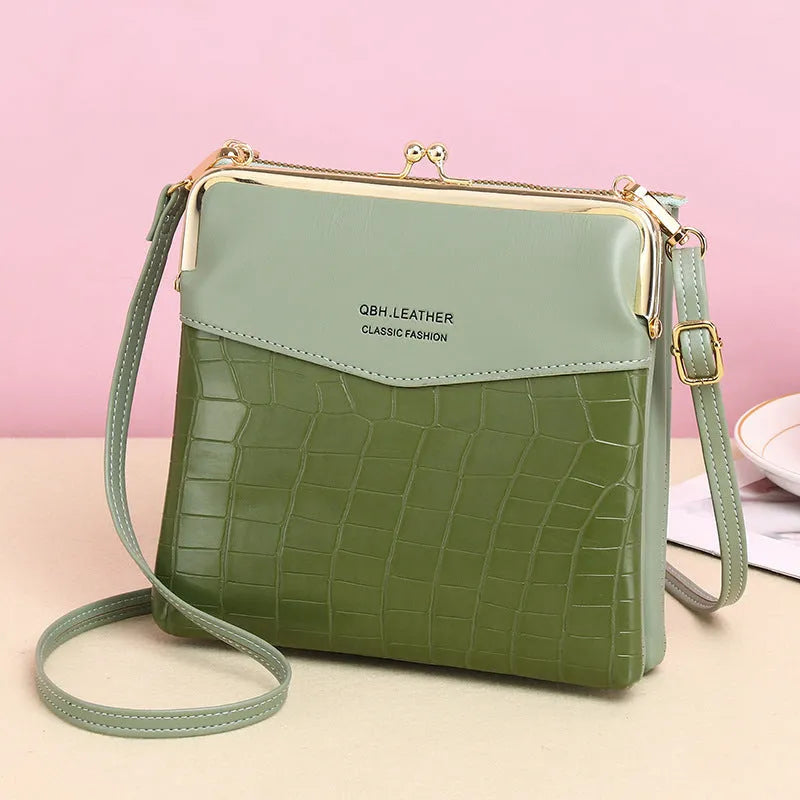 Lock shoulder bag for women with alligator pattern, PU, 18x4x17cm, crossbody phone bag in wine red