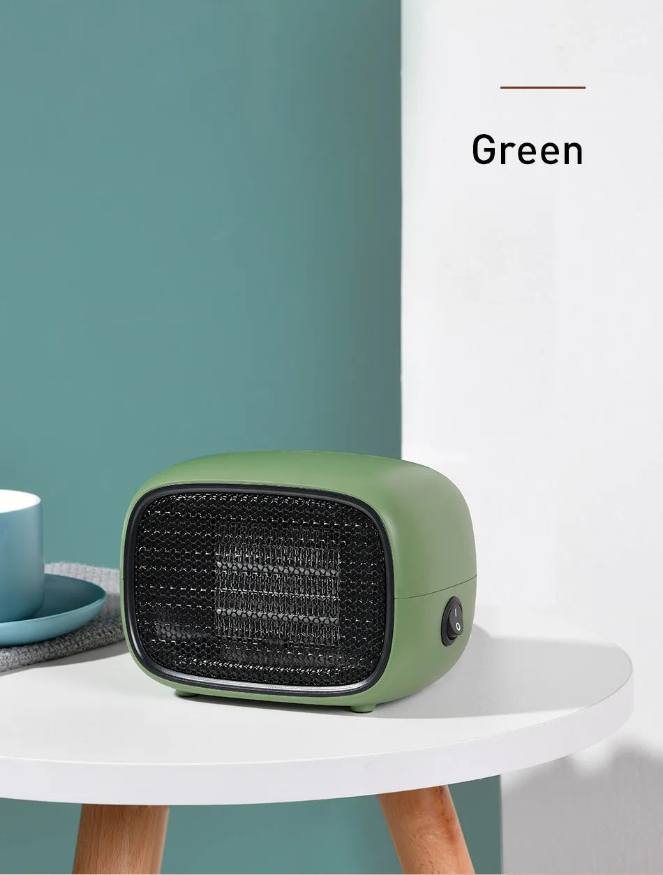 Mini PTC ceramic heater in green, white or yellow with dimensions 158x90x114mm