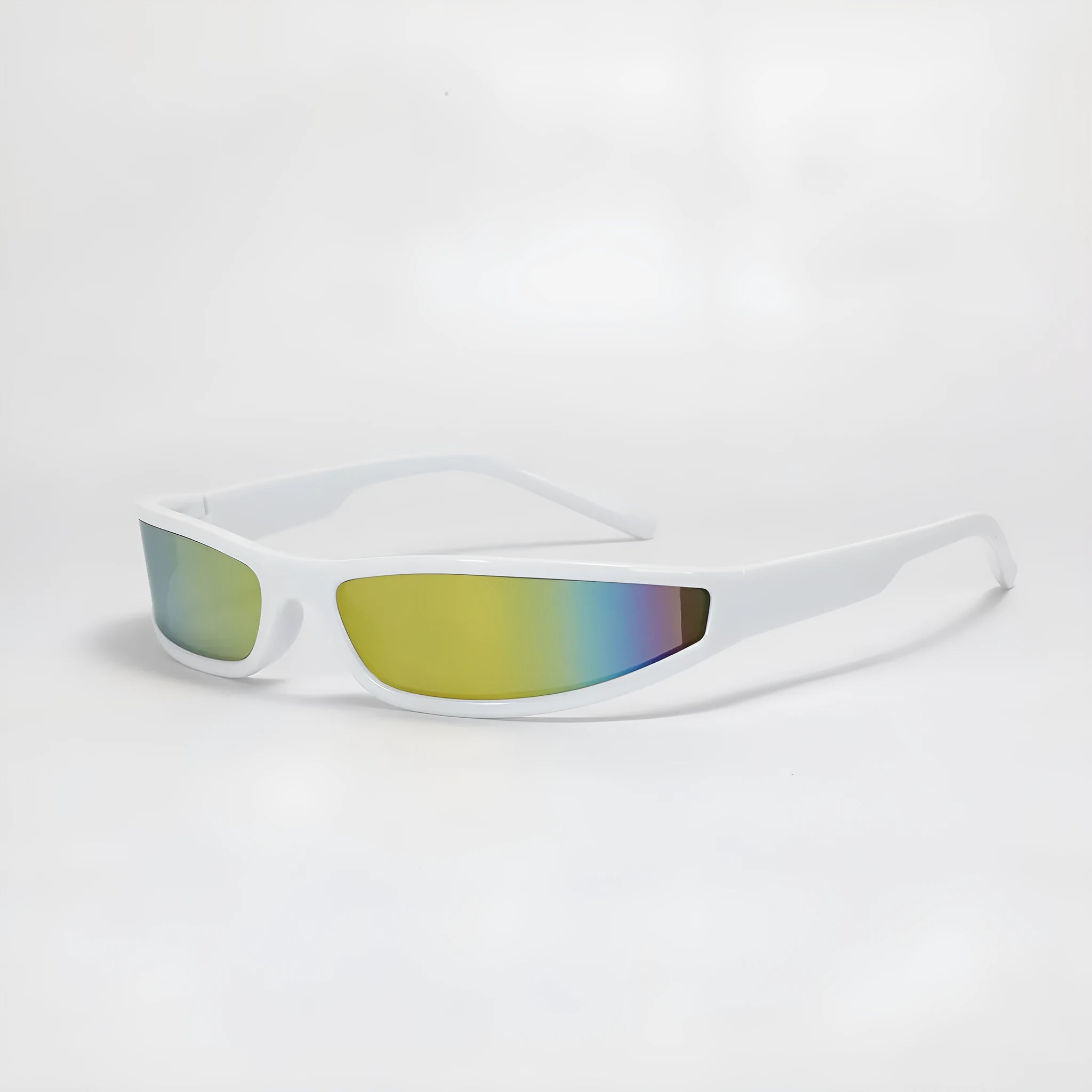 Future style narrow frame sunglasses with unisex design showing four colour variations