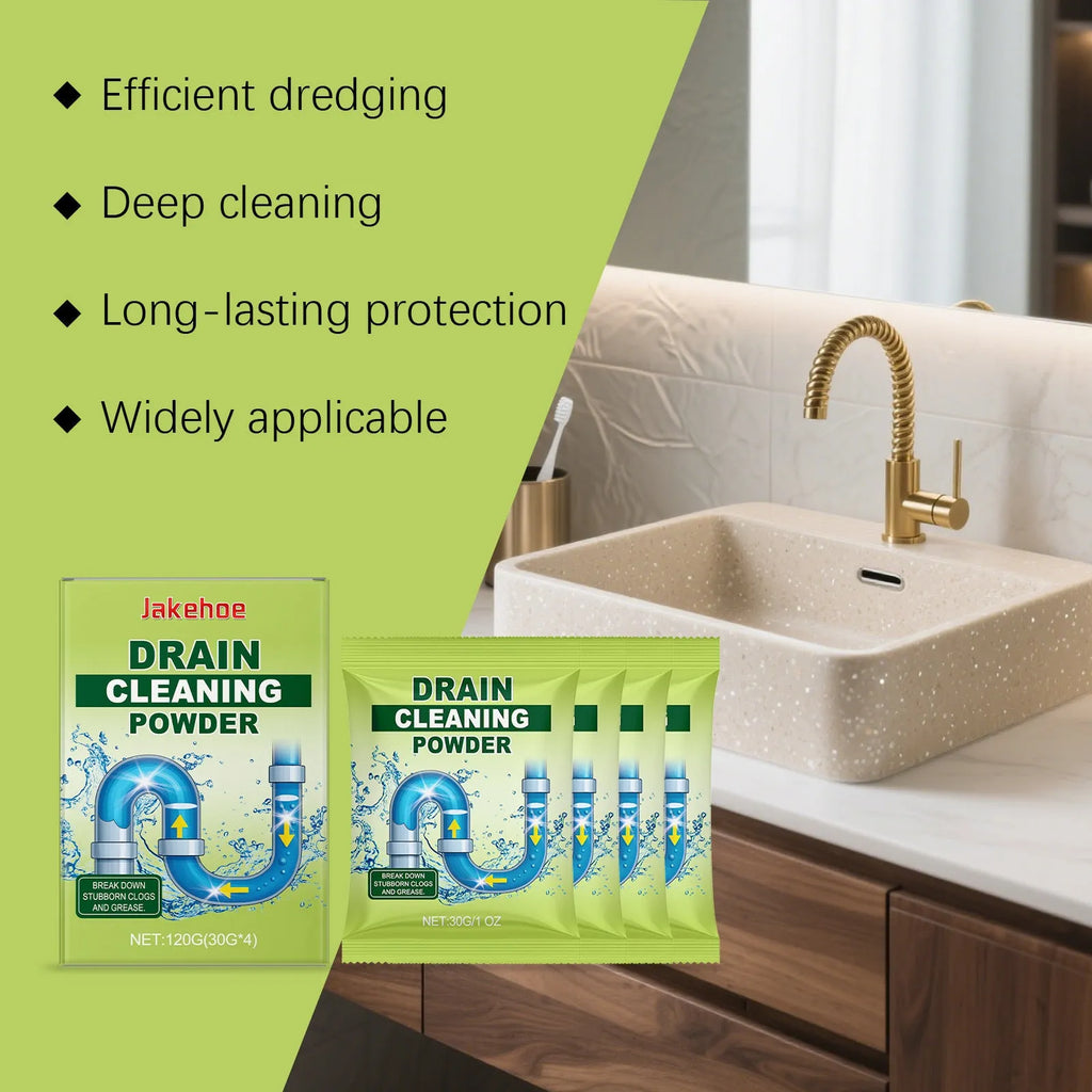 120g container of drain cleaning powder for household sink, shower, toilet, and pipe blockages
