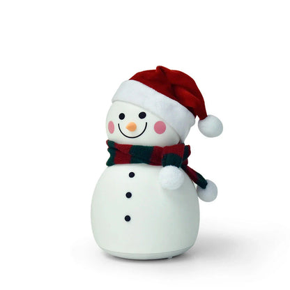 Snowman-shaped rechargeable night light with seven color-changing modes, portable and durable silicone construction