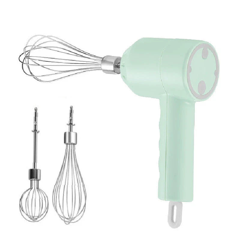 Portable cordless electric hand mixer with 3 mixing speeds and stainless steel beaters