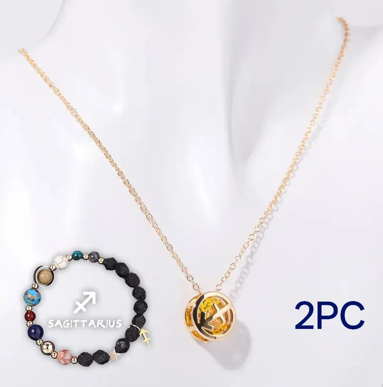 Natural stone beaded necklace and bracelet set showing one of twelve style variations.