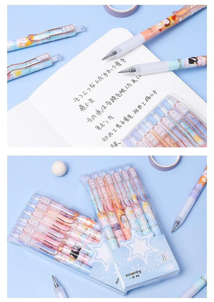 Lisa's Secret Constellation press gel pen set showing zodiac designs with 0.5mm tip