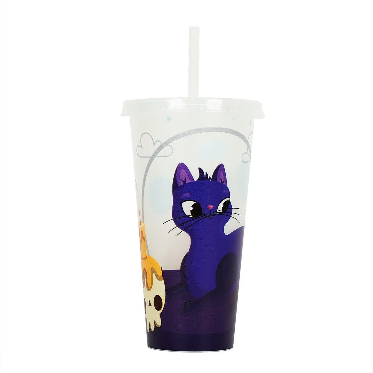 720ml plastic sippy cup with luminous Halloween straw, cylindrical design in various colours