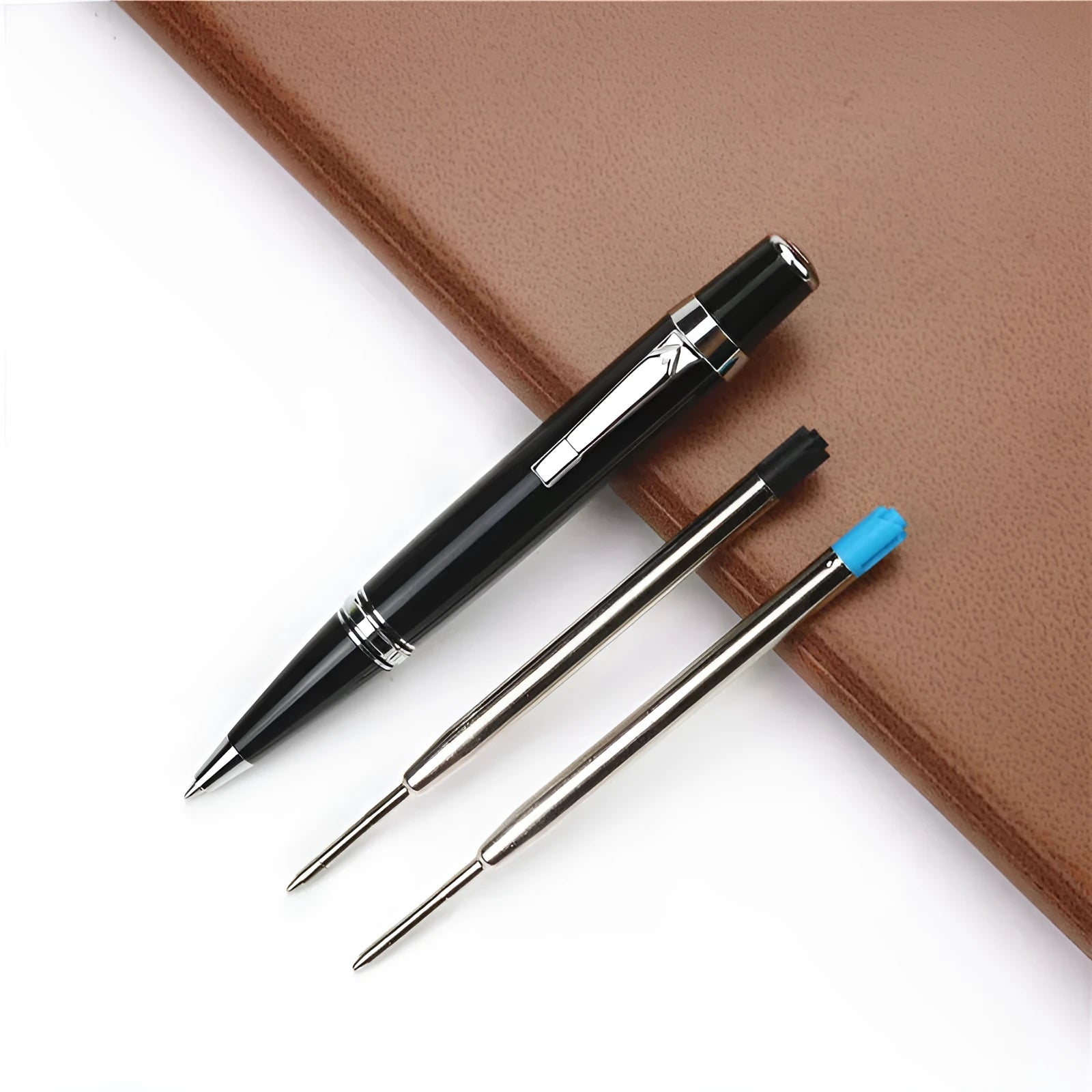 Baozhu full metal pocket pen with black 0.7mm refill and two spare refills