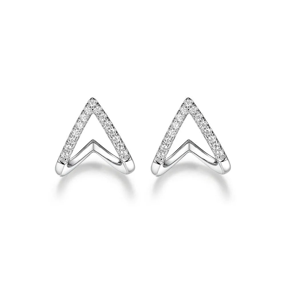 925 silver smile earrings with diamond-embedded design, U-shaped geometric silhouette, Style 1