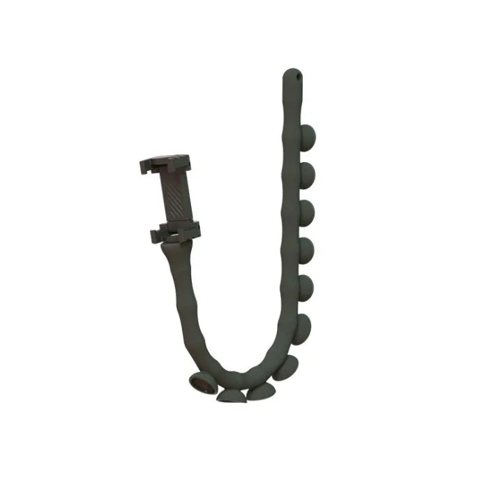 Flexible worm design mobile phone holder with suction cup mount showing 62cm length and black colour option