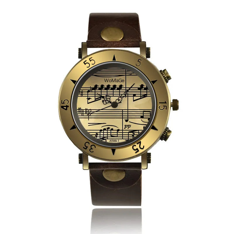 Men's watch with musical note design in multiple colour options