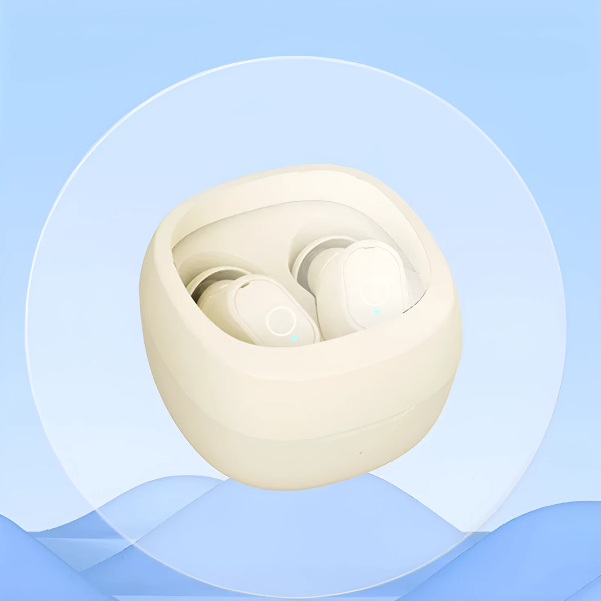 Wireless Bluetooth space capsule in-ear headset in black, white, or skin colour with ABS body