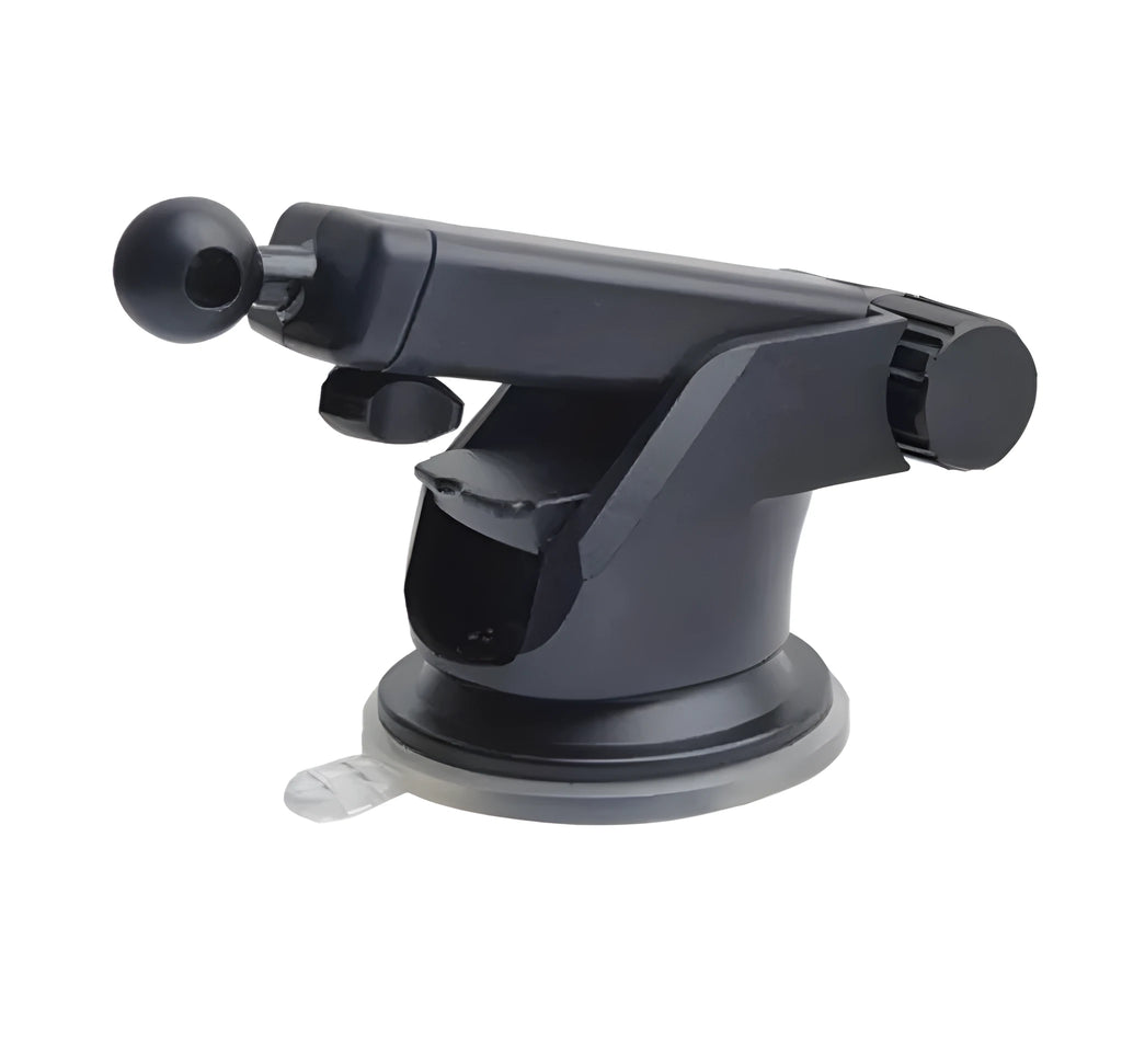 Universal telescopic long rod car phone bracket with adjustable clamp, made from black ABS plastic.