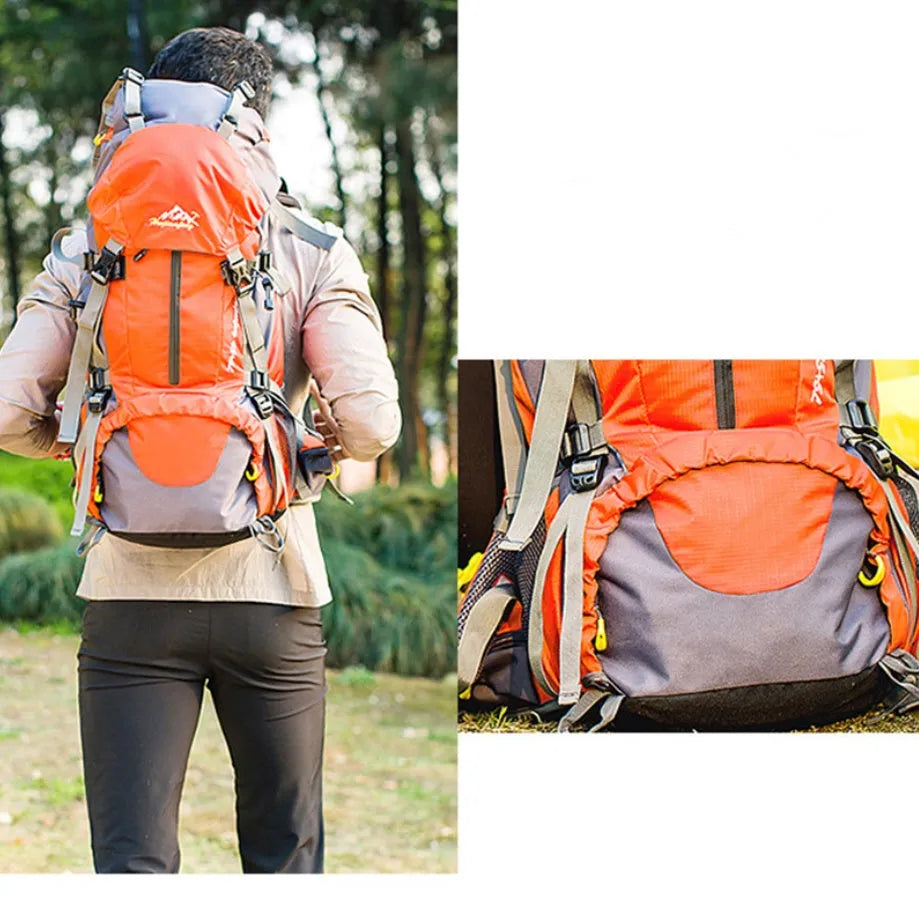 Nylon mountaineering backpack with letter pattern, medium-to-soft build, for hiking camping cycling, in six colours