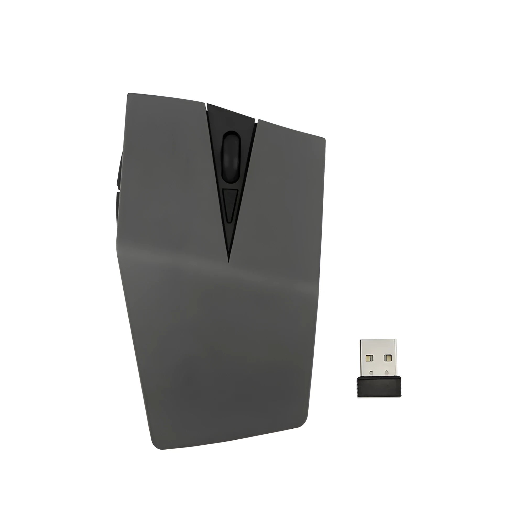Wireless optical mouse in gold colour with hidden USB receiver compartment for laptop computers