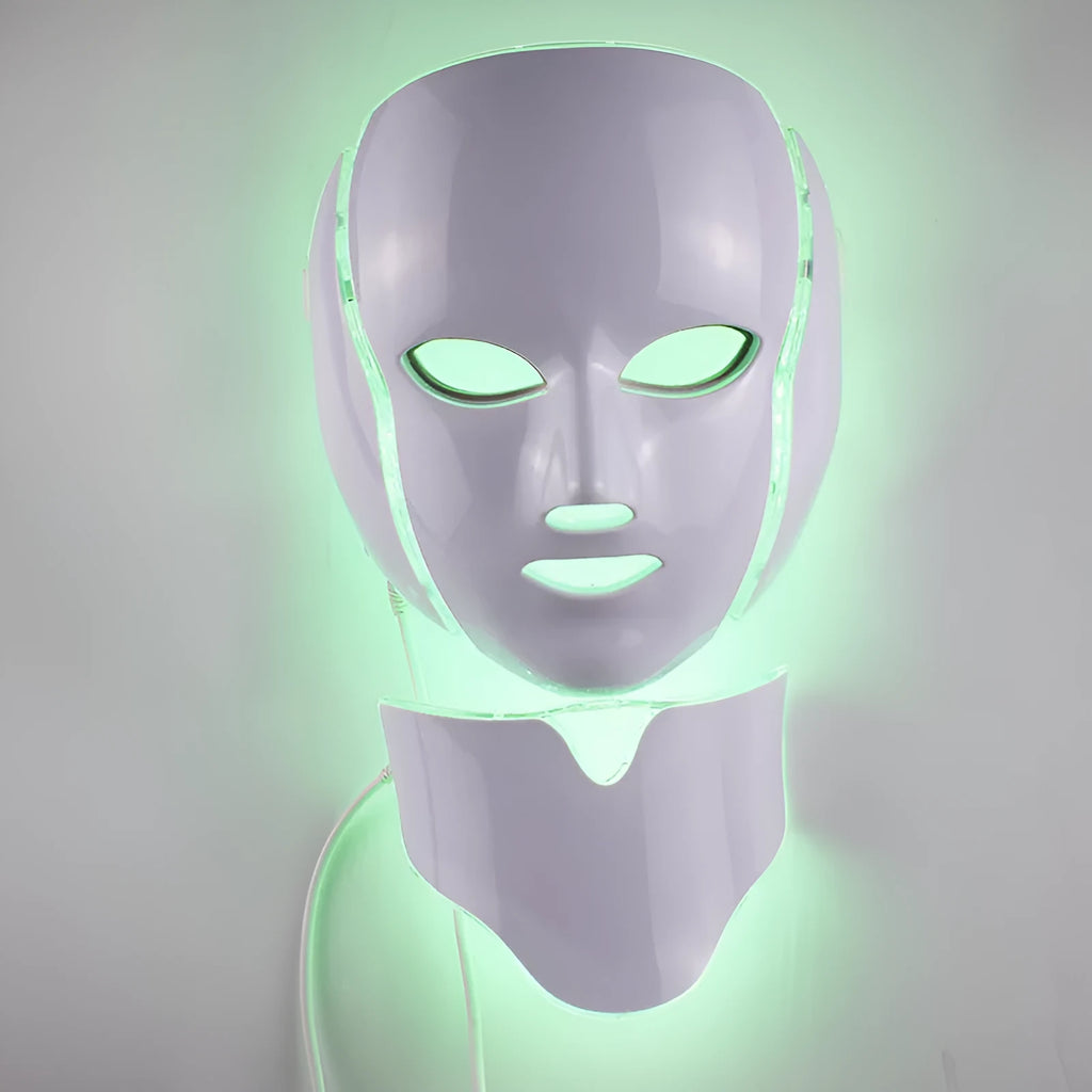 LED photon beauty mask with 192 LEDs and seven colour light therapy for face and neck