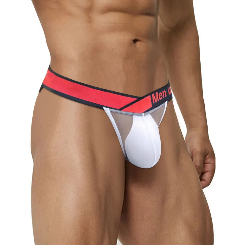 Men's transparent ice silk breathable underwear in nylon with large V gradient design and high fork cut