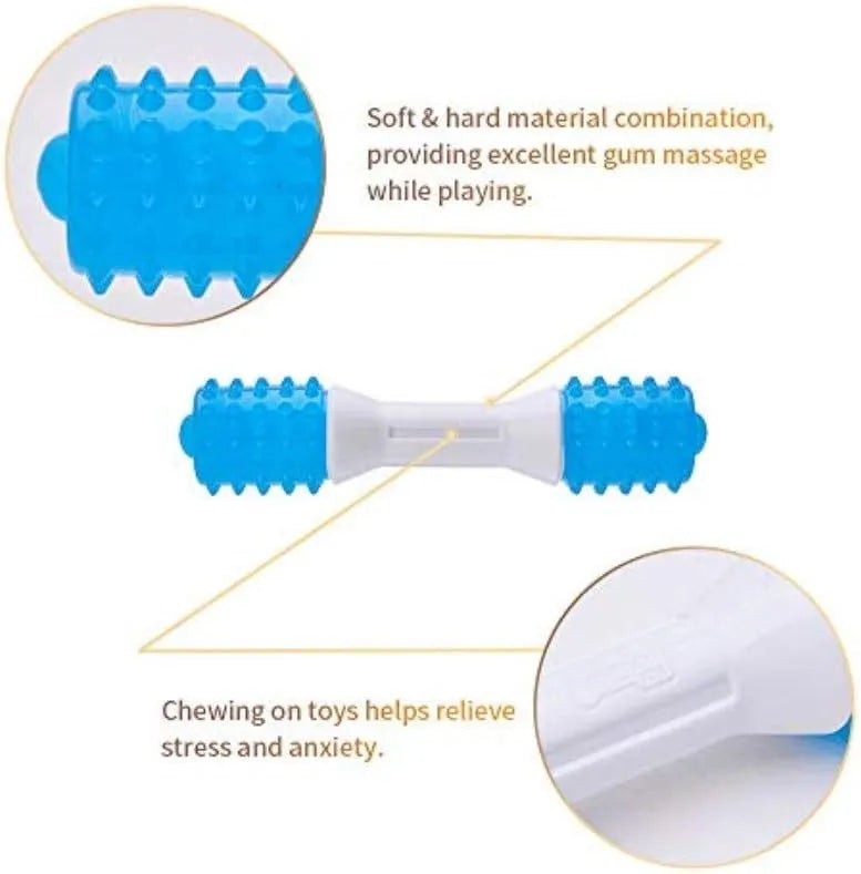 Dual-colour puppy teething chew toy made from PU rubber for dogs aged 2-8 months