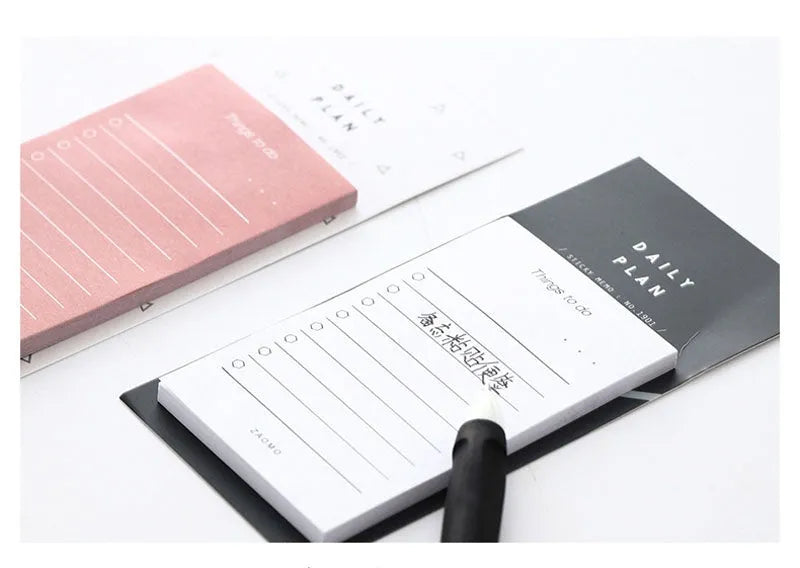 Schedule planning notes notebook with 50 sheets in pink or red colours showing 10x6cm format