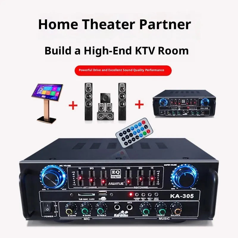 KA-305 household power amplifier in black with 60W 4.1 channel Bluetooth and EQ equaliser