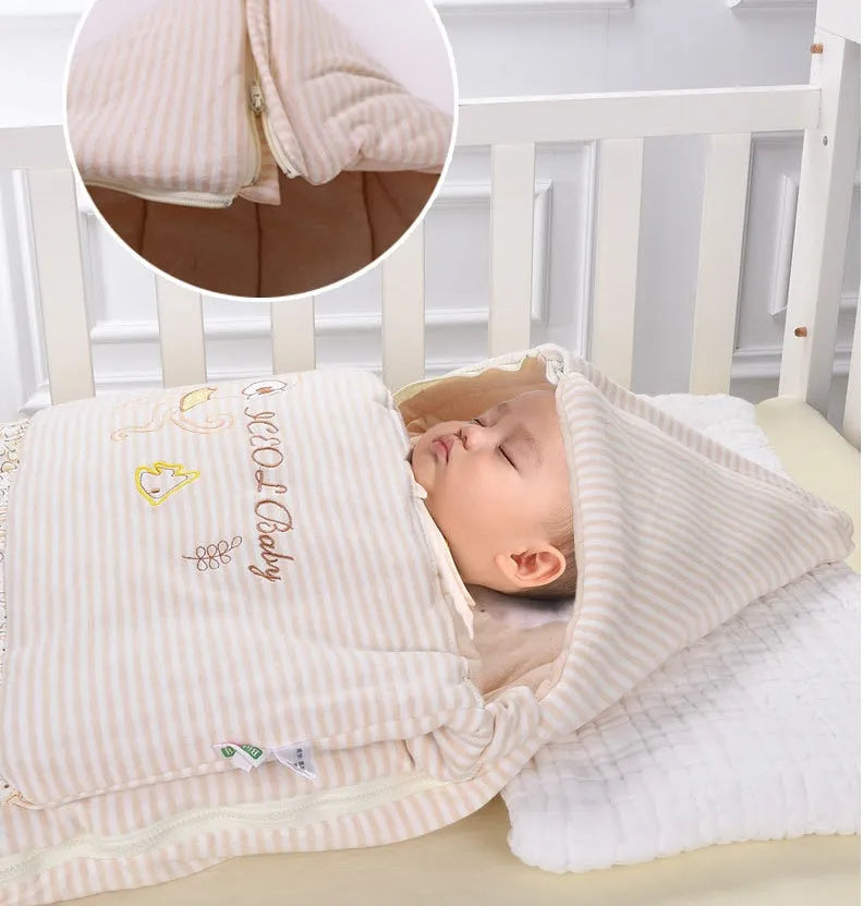 Envelope baby sleeping bag in colour cotton with pure cotton lining, 115 cm length, for infant and toddler sleep