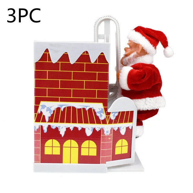 Magical Santa Claus decoration that climbs up and down a chimney, playing Christmas carols and creating a festive atmosphere