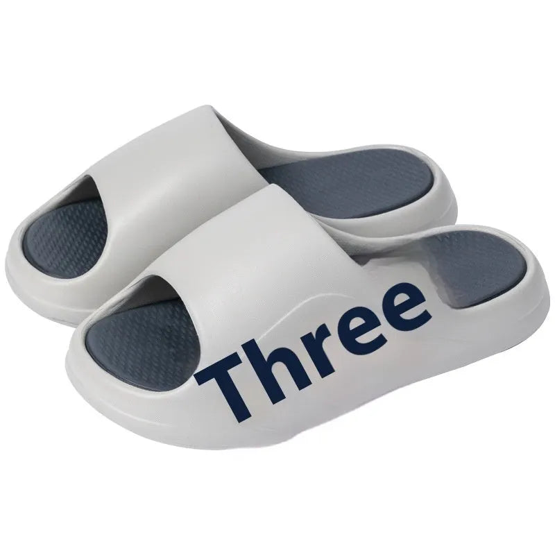 Brown and two-tone EVA platform slippers for indoor home use, shown in flip-flop style.