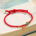 925 silver Hetian jade handmade woven bracelet with red strap for women