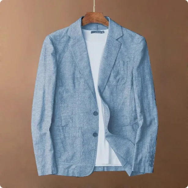 Men's lightweight linen coat in solid colour with size stick pocket
