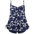 Big plus size women's two-piece swimsuit in polyester, hedging design, colour leaf, green, blue, red, sizes XL to 6XL