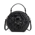 Men's black Halloween-embossed PU leather crossbody bag with three-dimensional pockets
