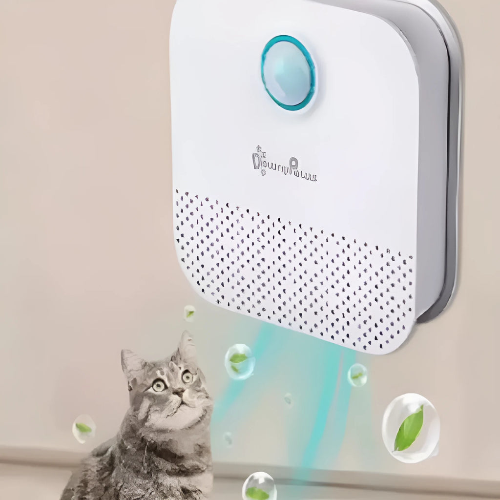 White DownyPaws 4000mAh rechargeable cat litter deodoriser and air purifier unit.