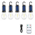 Five solar outdoor lantern bulbs with warm LED lighting and ABS plastic construction