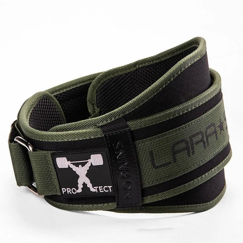 Fitness belt for men in army green with lumbar support design for gym weight equipment use