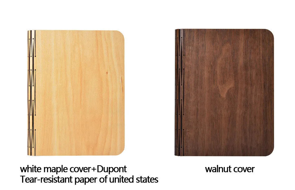 Folding LED book light with wooden cover and DuPont paper, 215x165x30mm, walnut colour, warm white light
