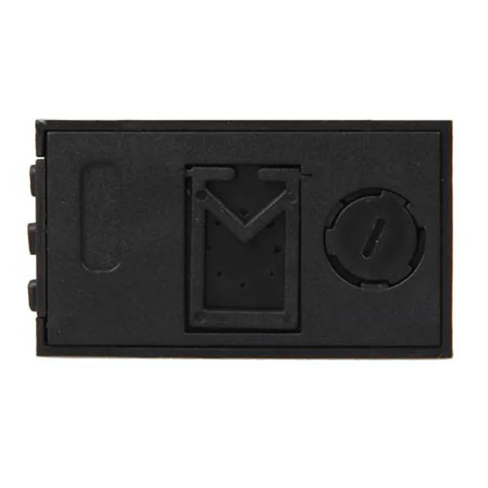 Battery-powered car clock with plastic case and ordinary glass mirror on a dashboard