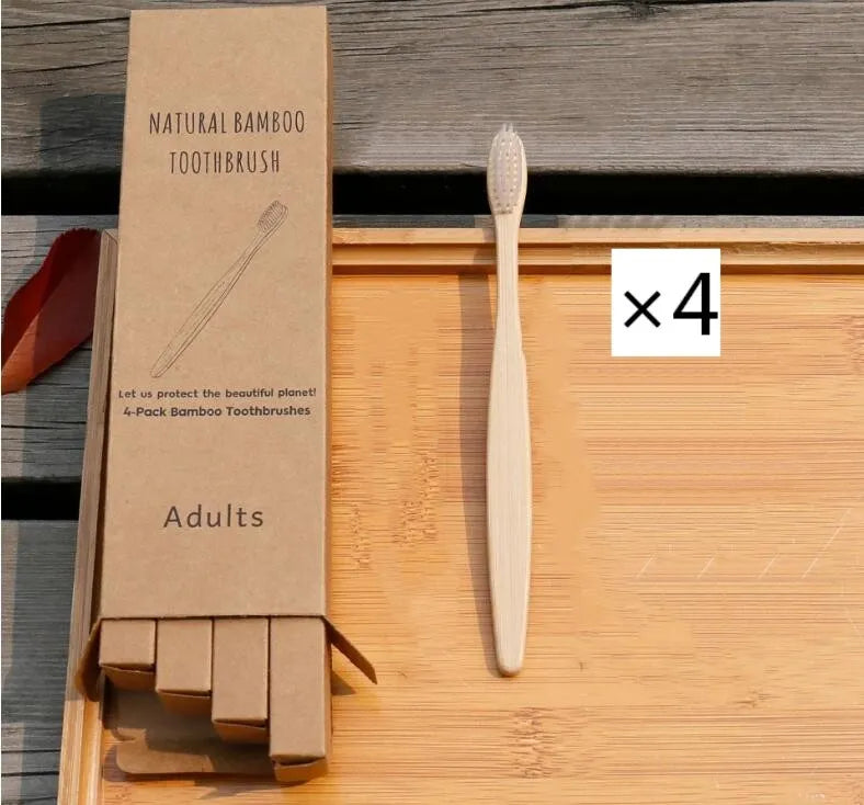 Eco friendly bamboo soft fibre toothbrush with biodegradable handle and soft bristles
