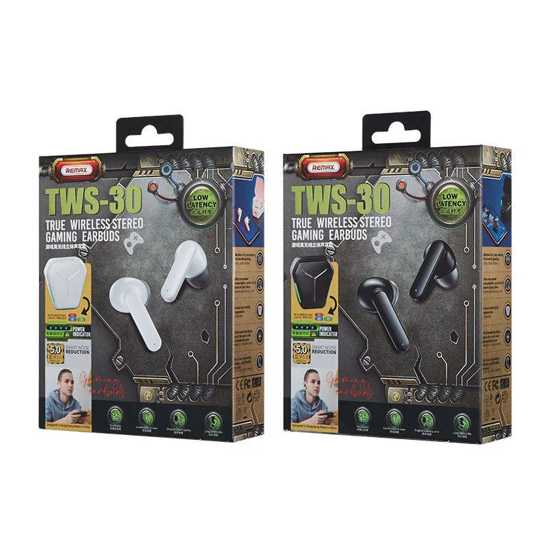 Game wireless stereo headset Bluetooth 5.0 bilateral earphone for mobile gaming black white