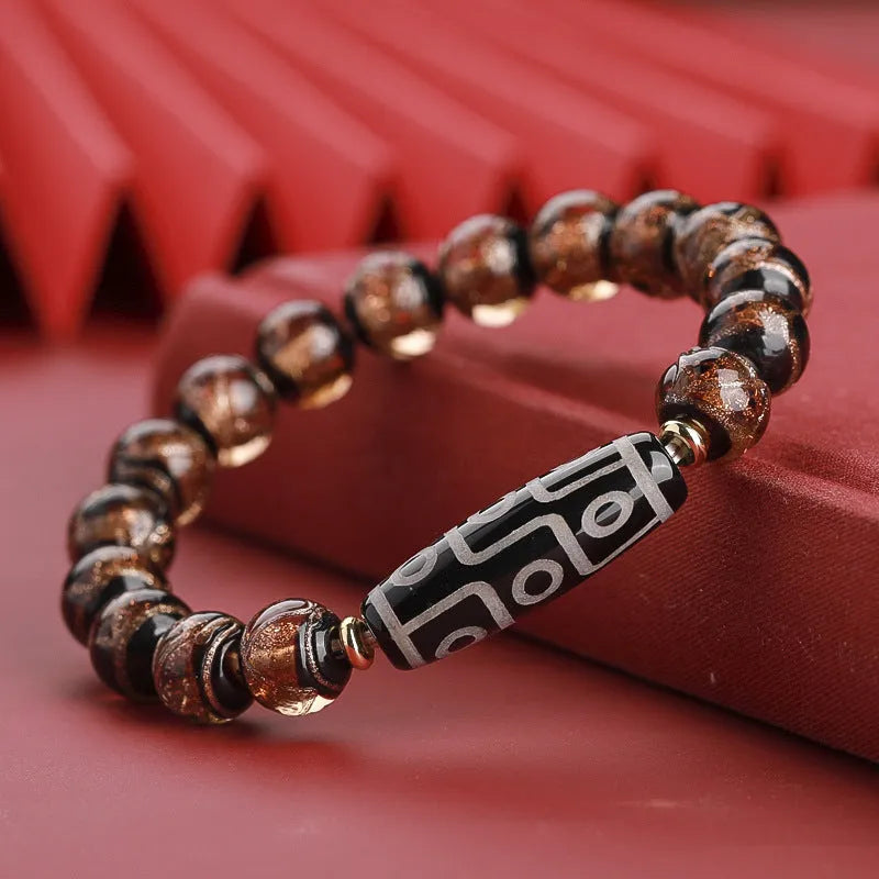 Chinese style bracelet with coloured glaze beads featuring snake patterns in 10mm, 12mm, and 14mm sizes
