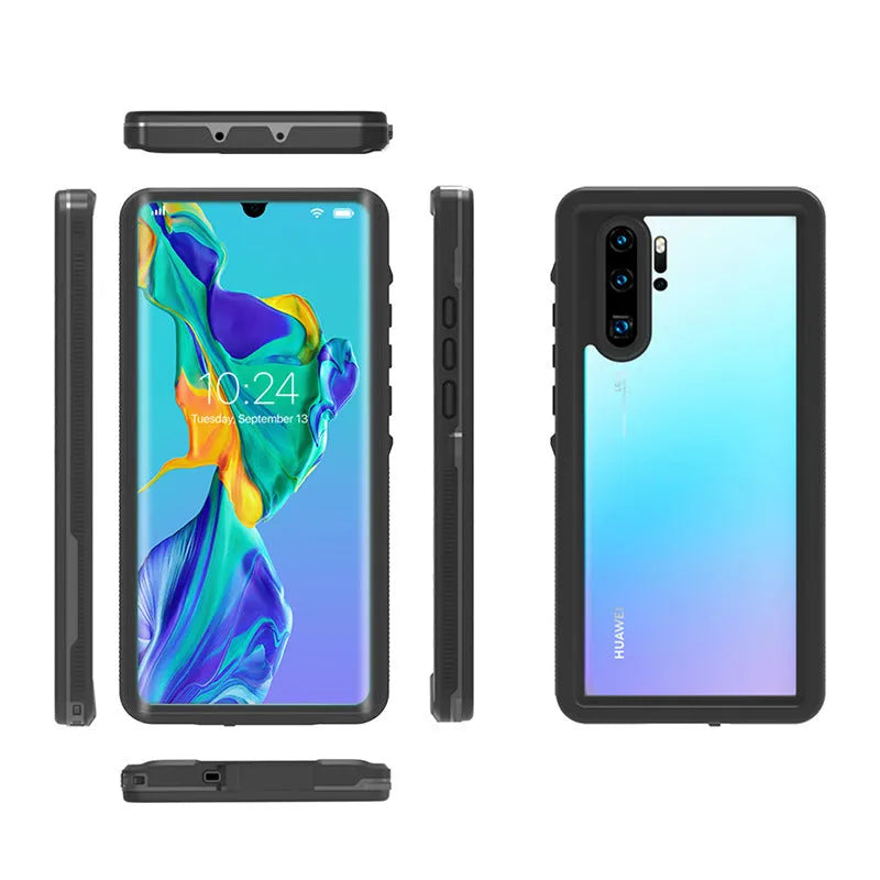 Huawei P30 Pro anti-drop phone case in black colour with wave point pattern design
