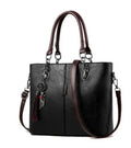 Large black PU leather women's shoulder bag with zipper top, handle drop 20cm, plain casual style.