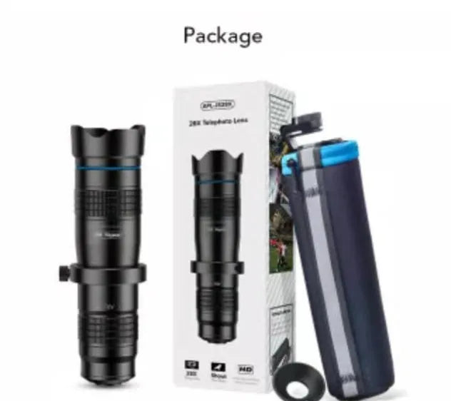 High power portable outdoor glasses with 36x optical zoom monocular and miniature tripod in black