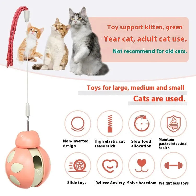 Plastic cat toy in Morandi Green or Morandi Pink for relieving stuffy and funny cat food leakage.